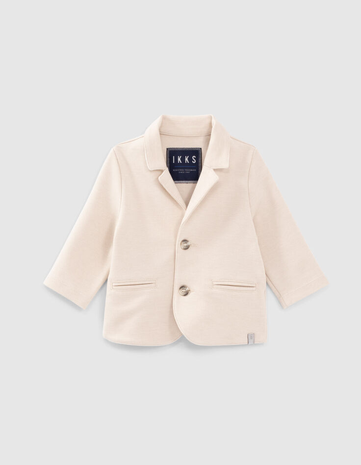 Baby boys’ light beige organic knit jacket-1