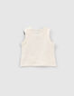 Baby girls’ ecru cat-rider organic cotton T-shirt-2