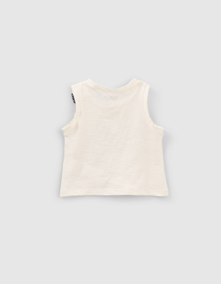 Baby girls’ ecru cat-rider organic cotton T-shirt-2