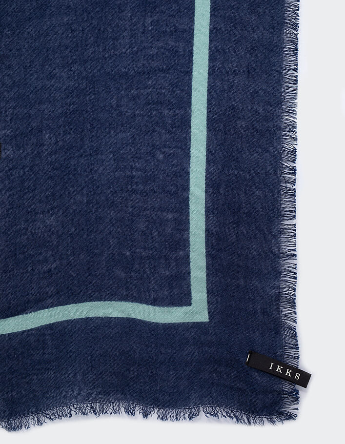Chèche carré en coton marine imprimé bords frangés femme - IKKS