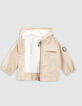 Beige Jacke mit Kapuze, recycelter Polyester, Babyjungen-2