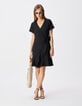 Robe courte noire forme portefeuille Femme-1