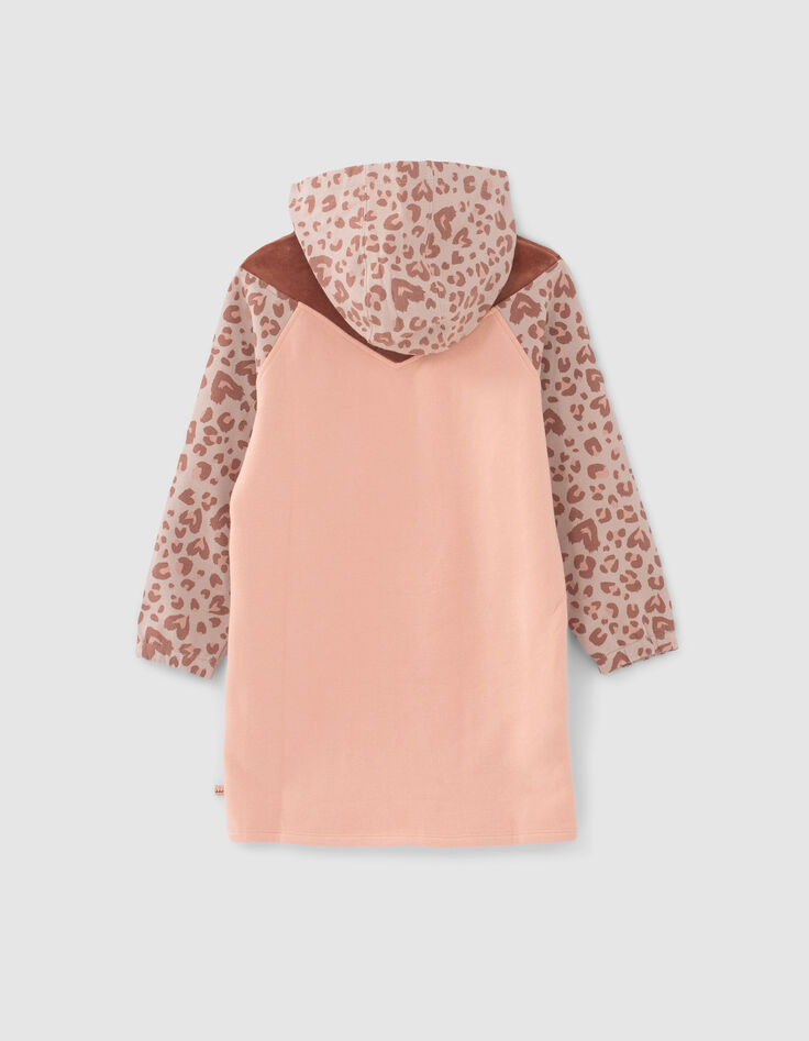 Girls’ pink leopard motif sweatshirt dress-2