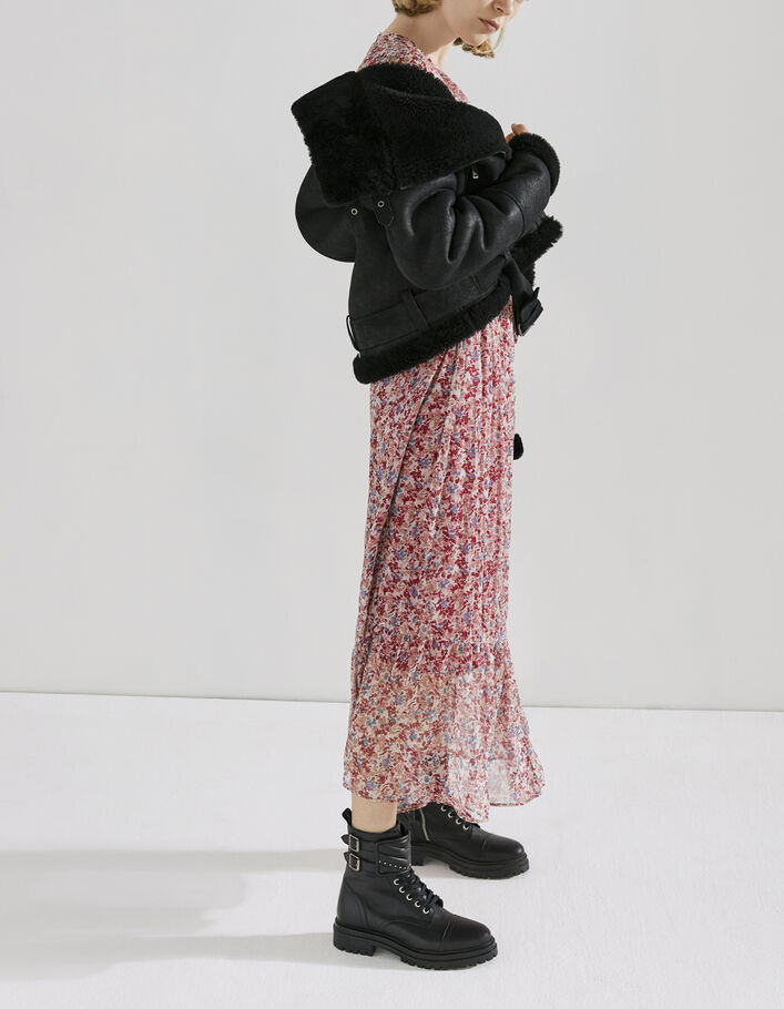 Women’s floral print short sleeve long dress-1