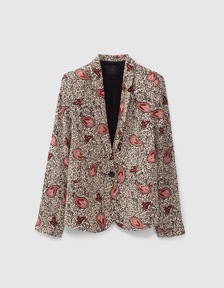 Cremeweißer Recycling-Damenblazer mit Leo-Paisleyprint-6