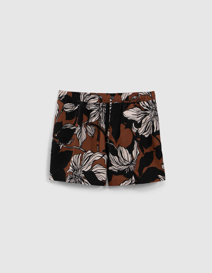 Bañador short chocolate reciclado maxi flores hombre-6