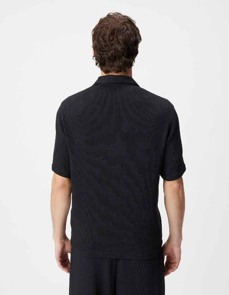 Camisa negra de manga corta de tejido plisado para Hombre-4