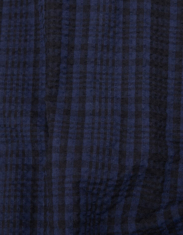 Girl's navy check cropped shirt-6 Girl's navy check cropped shirt-6