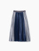Girls’ navy and silver pleated long skirt-1