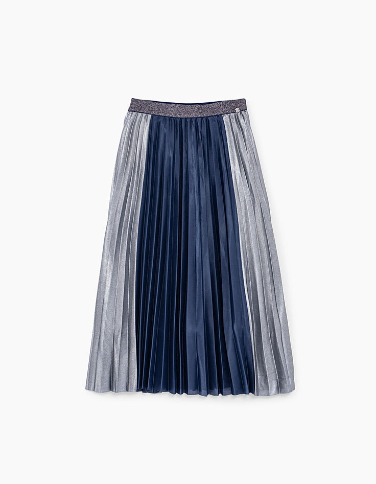 Girls’ navy and silver pleated long skirt-1