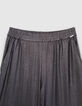 Pantalon silver maille lam&eacute;e taille smock&eacute;e fille-2