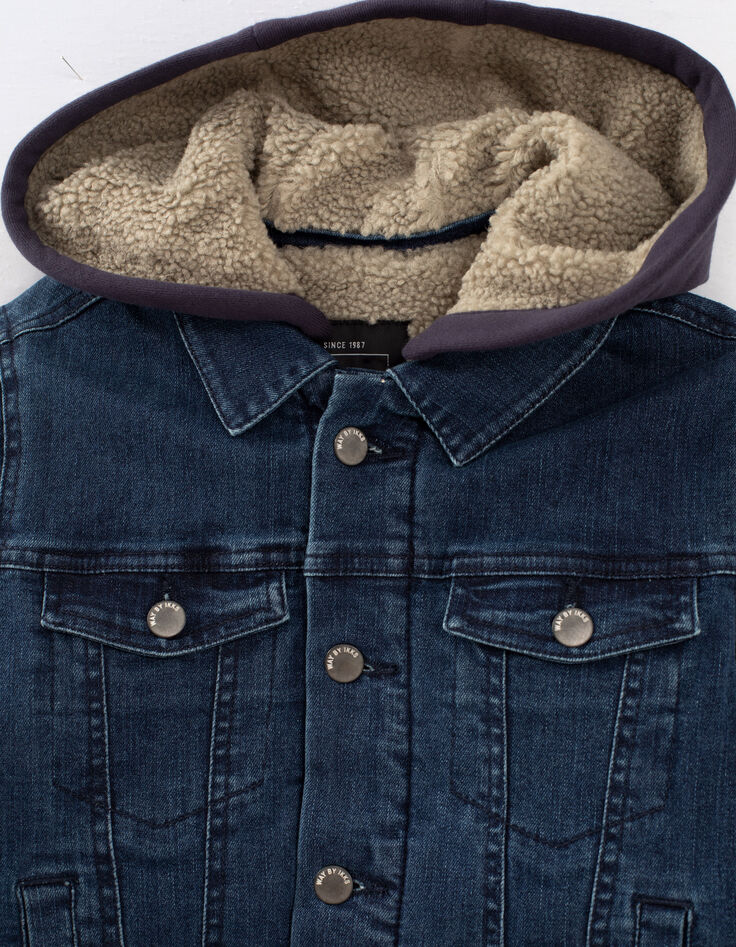 Vintage Blue Jungenjeansjacke mit abnehmbarer Kapuze-2