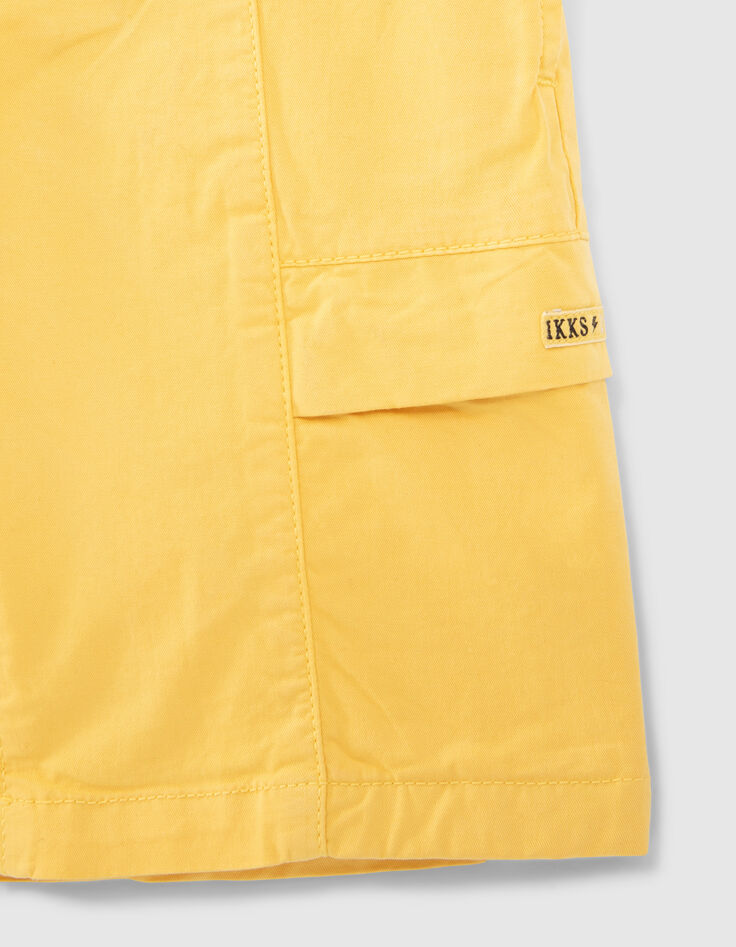 Boys' yellow cargo Bermuda shorts-4