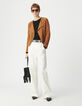 Blouson en cuir cognac femme-1