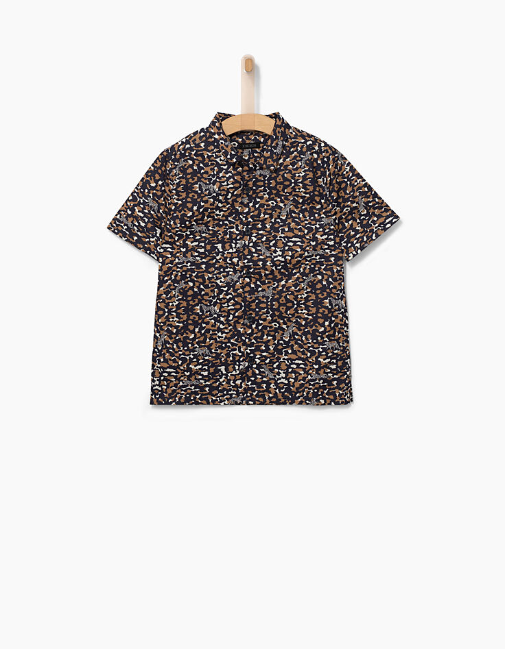 Chemise beige clair à camouflage-léopards garçon -1 Chemise beige clair à camouflage-léopards garçon -1