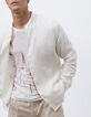 Men&rsquo;s chalk linen REGULAR Mandarin collar shirt-4