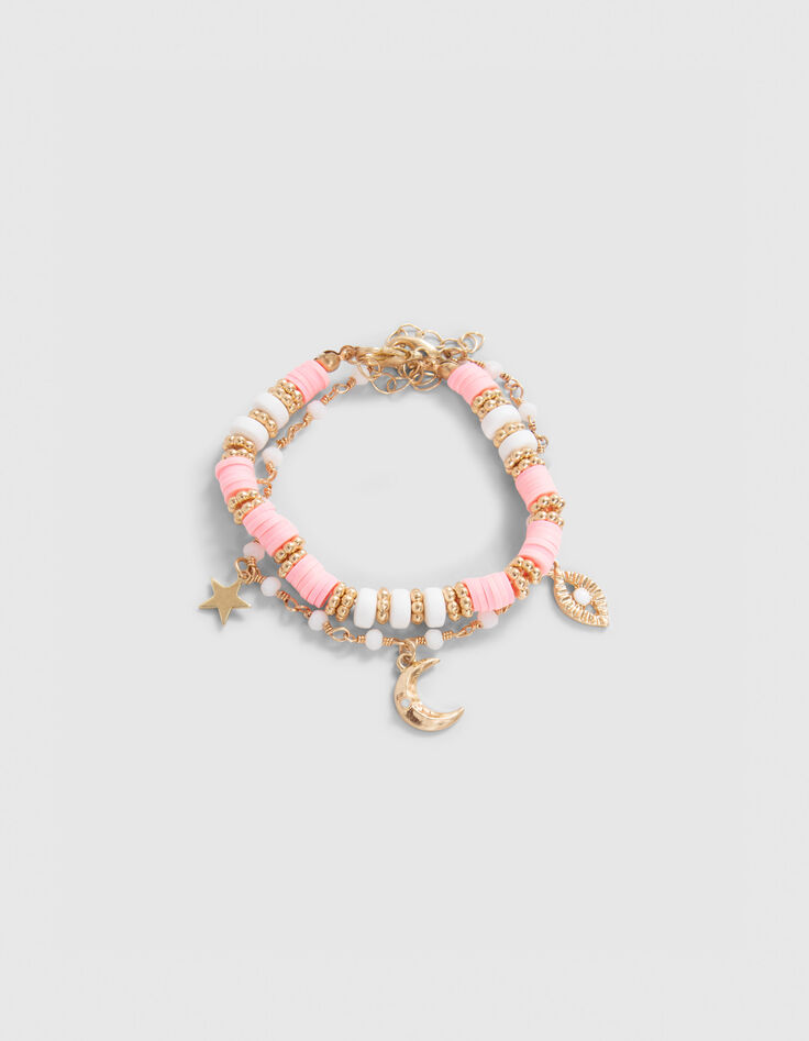 Bracelets dor&eacute;s perles et charms fille-1