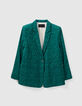 Veste de costume émeraude recyclée imprimé paon Femme-6