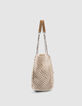 Tas 1440 ecru gehaakt leren fluwelen camel Dames-4