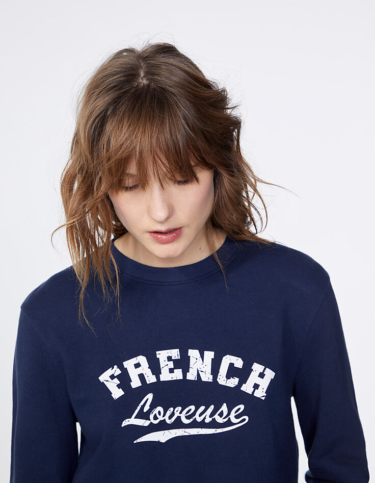 Women’s navy slogan sweatshirt-4 Women’s navy slogan sweatshirt-4