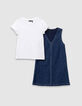Vestido 2en1 tejido vaquero azul y camiseta blanca ni&ntilde;a-7