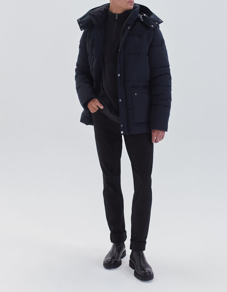 Pufferjas dark navy afneembare kap en mouwen Heren-7