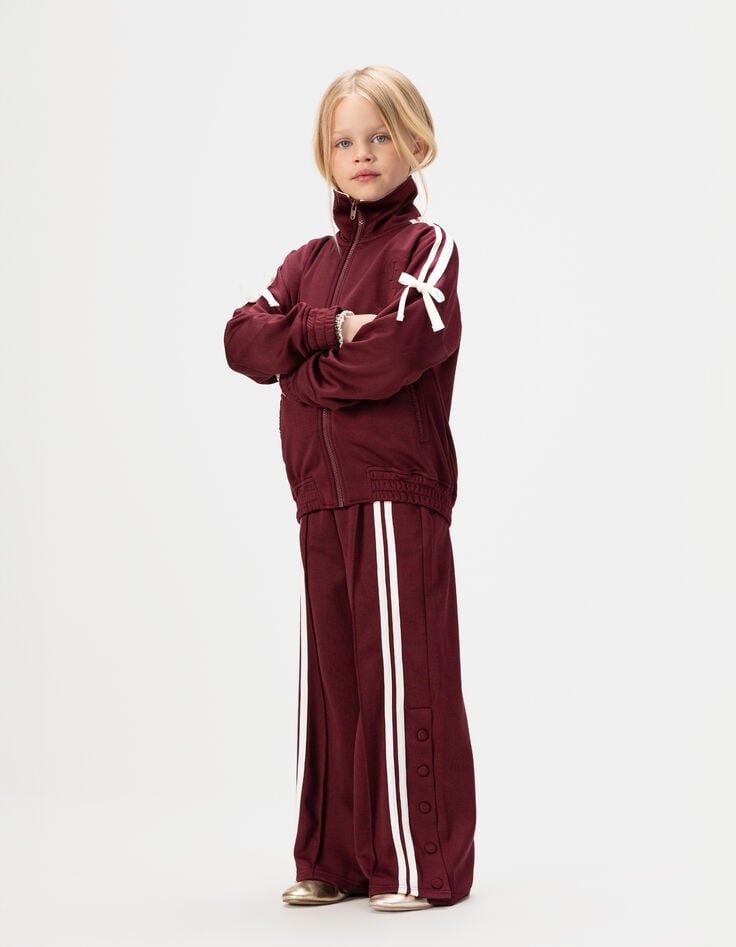 Girls’ burgundy joggers with white stripes-1 Girls’ burgundy joggers with white stripes-1
