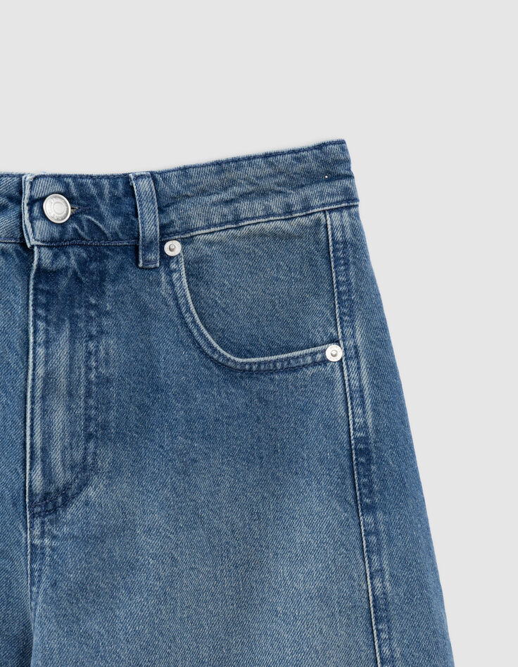 Vaqueros globo de denim azul con detalles recortados-2
