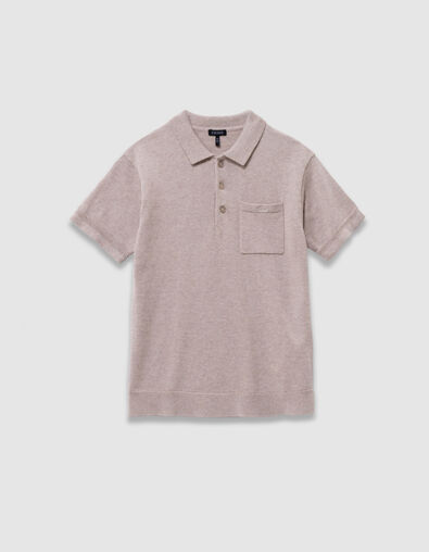 Polo beige tricot avec poche devant gar&ccedil;on - IKKS