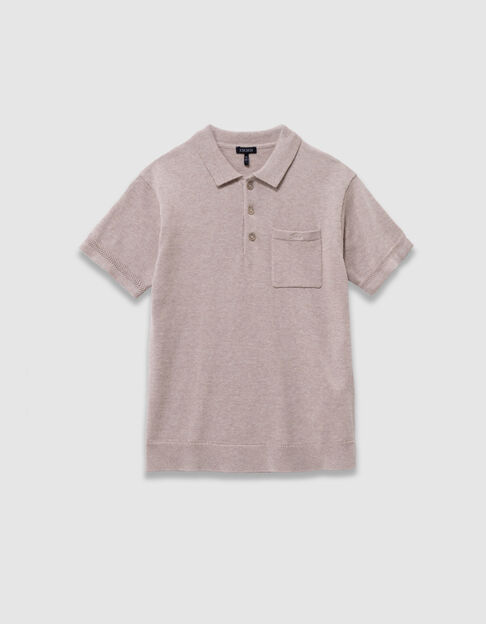 Polo beige tricot avec poche devant gar&ccedil;on - IKKS