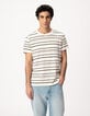 Camiseta blanca de Hombre con estampado de rayas negras-1