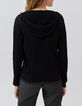 Cardigan noir tricot ajouré fantaisie Femme-3
