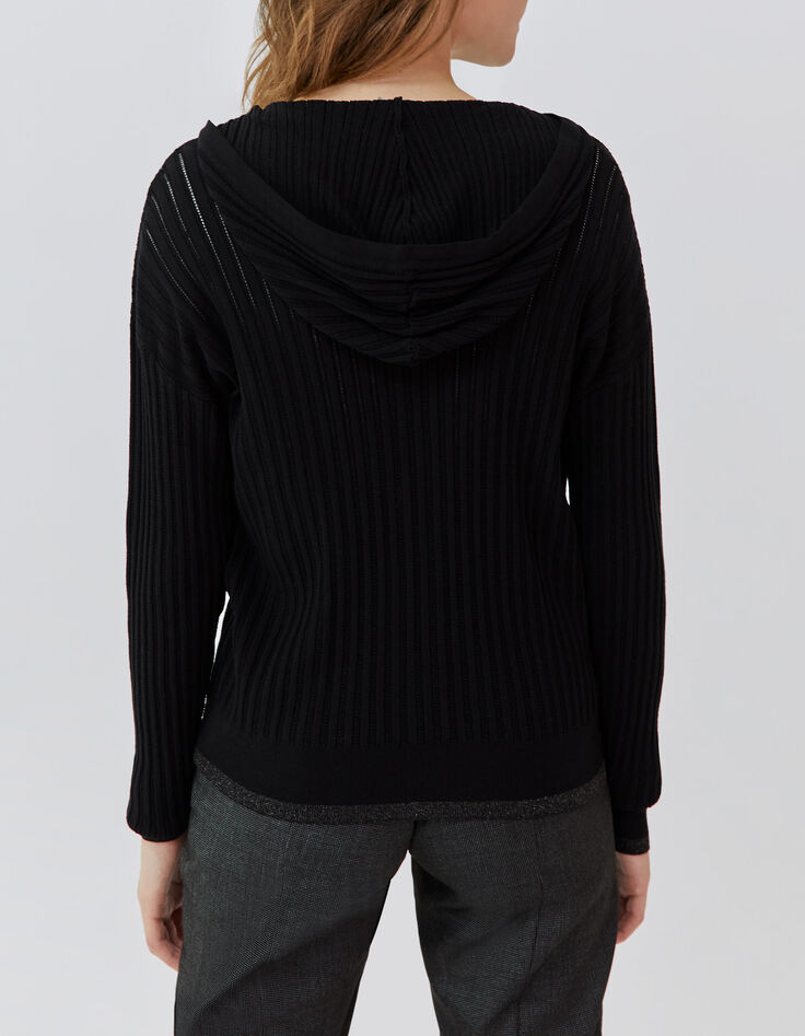Cardigan noir tricot ajouré fantaisie Femme-3 Cardigan noir tricot ajouré fantaisie Femme-3