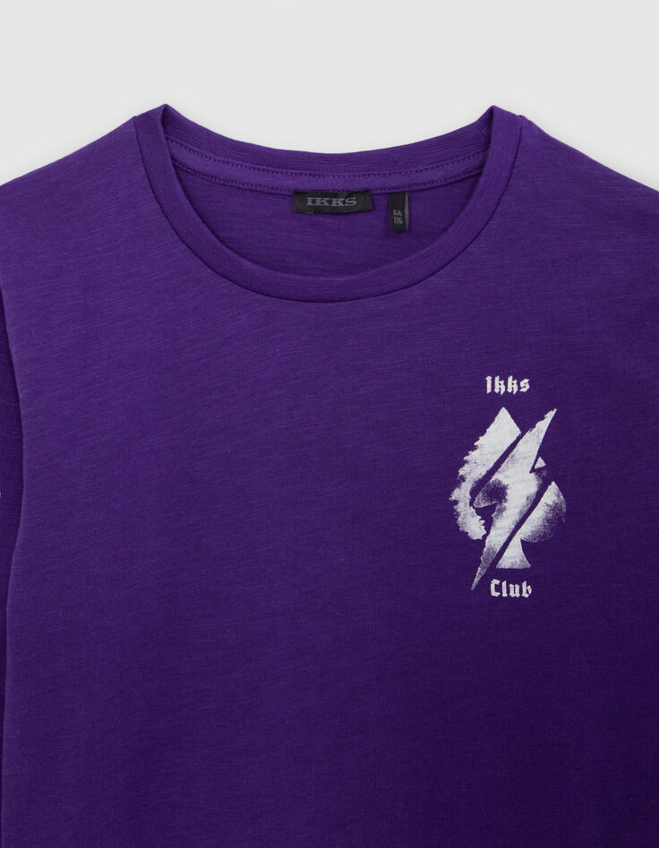 Violettes Jungen-T-Shirt mit Motiven vorne und hinten-3