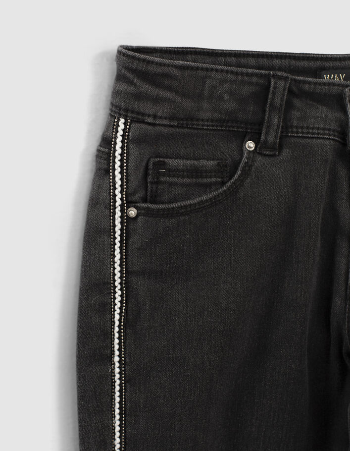 Jean skinny black used avec bandes-bijou fille-5