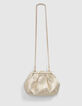 Goldfarbene Damenbeuteltasche aus Metallic-Leder-5