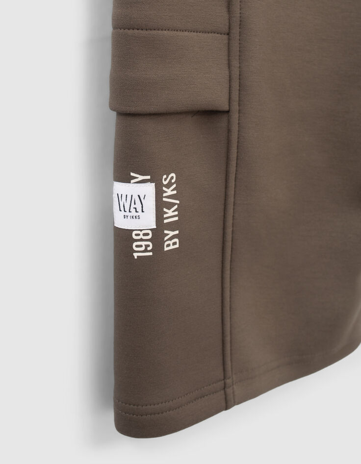 Khaki Jungencargobermudas aus Sweatstoff-5