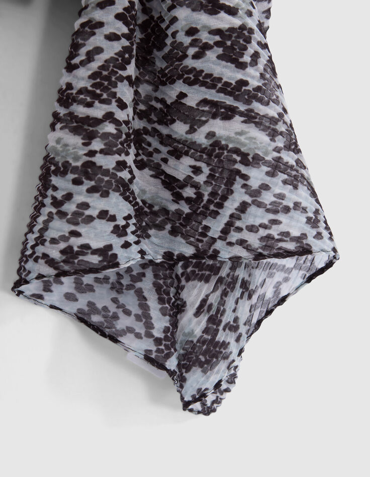 Cremewei&szlig;es Damenhalstuch mit Plissee und Animal-Print-2