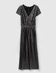 Women’s silver pleated long dress-5