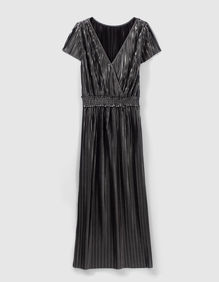Women’s silver pleated long dress-5