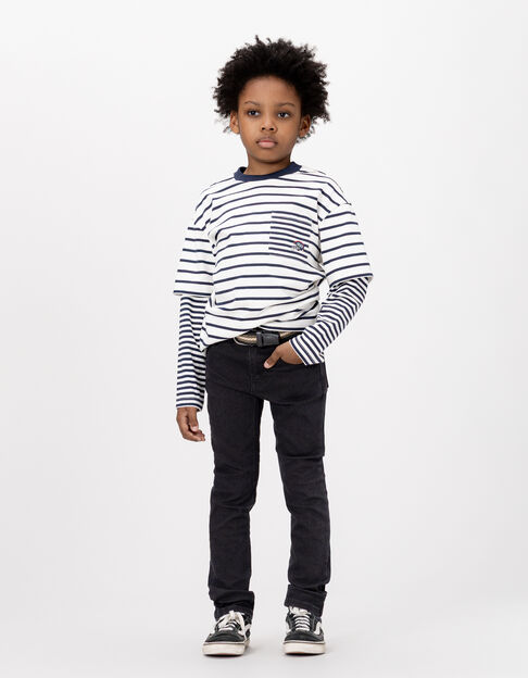 Zwarte SLIM jeans afneembare gevlochten riem jongens - IKKS