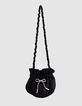 Girls’ black panne velvet bucket bag-5