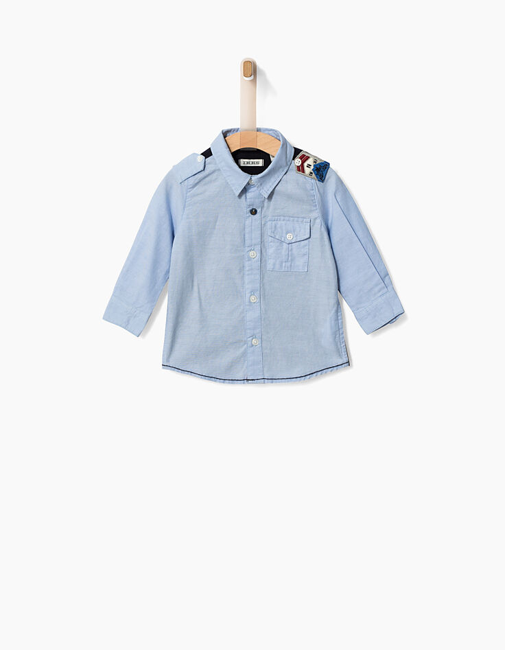 Chemise bleu ciel bi-matière bébé garçon-3