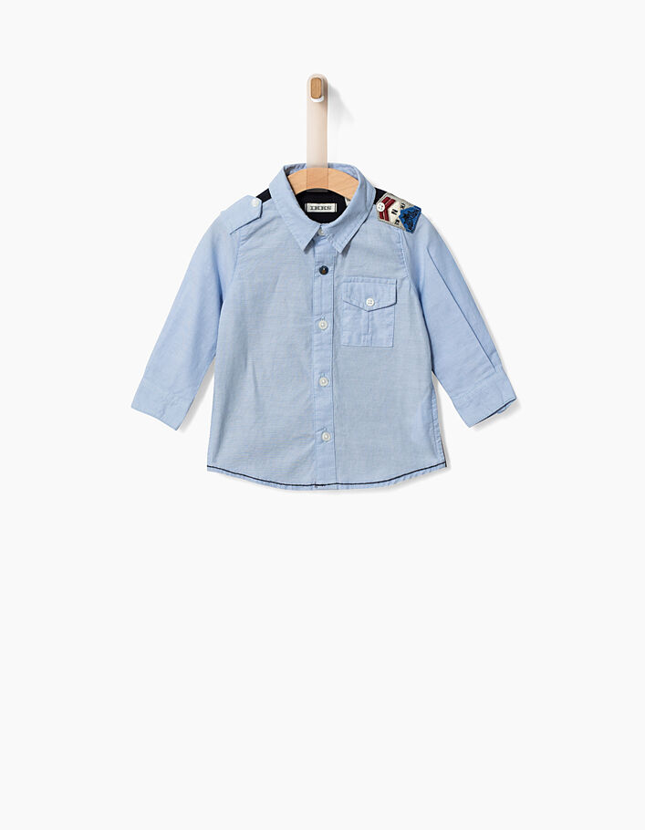 Chemise bleu ciel bi-matière bébé garçon - IKKS
