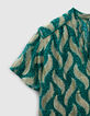Smaragdgroene top goudkleurige bladprint Dames-2