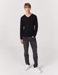 Jersey negro punto con puntadas relieve laterales Hombre -6
