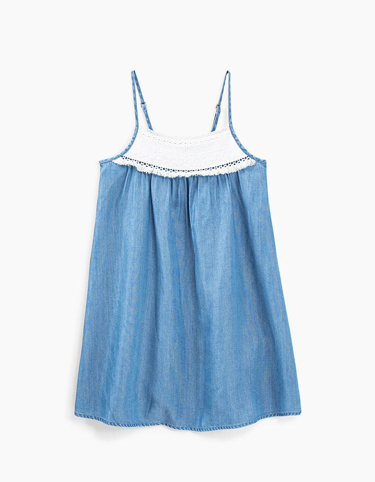 Robe light blue à bretelles avec dentelle fille-2