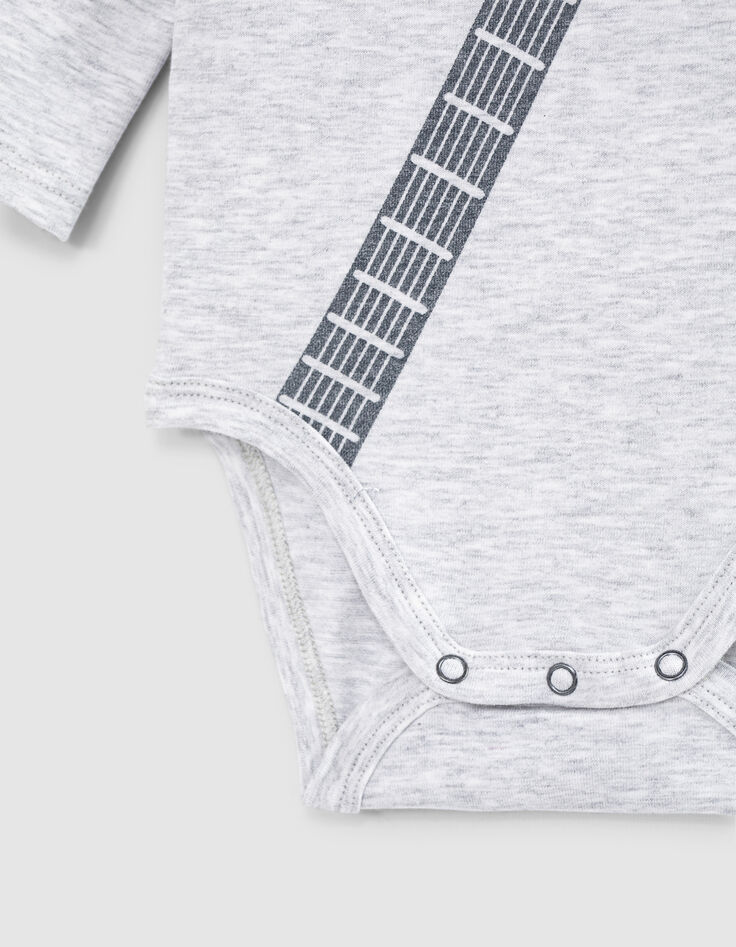 Body mastic chiné visuel guitare en coton bio bébé-4