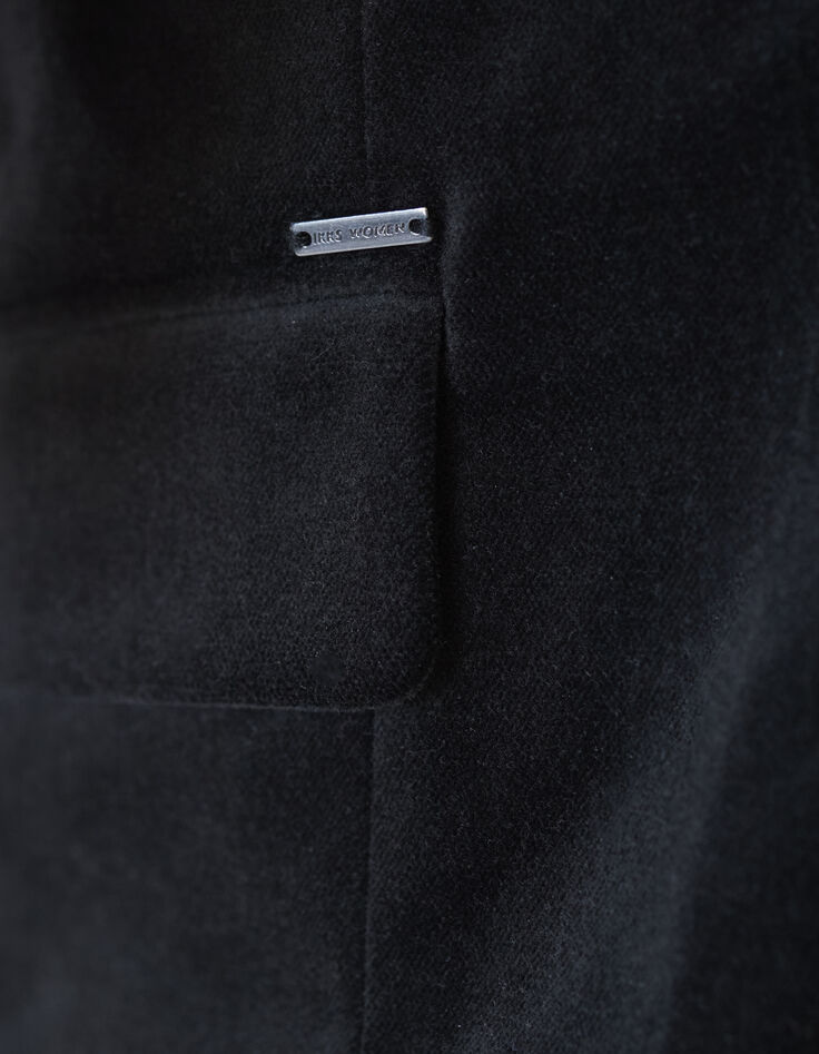 Schwarzer Damenveloursblazer mit Pattentaschen-5