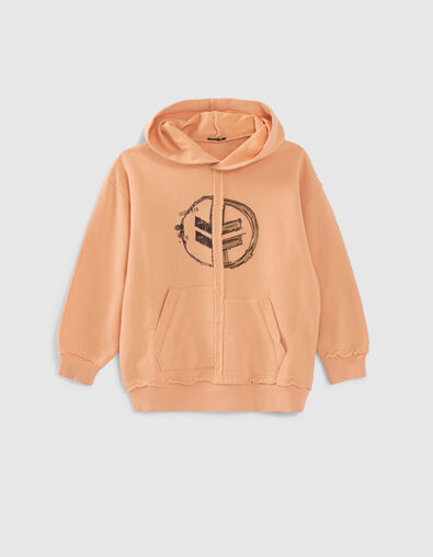 Sweat orang&eacute; molleton maxi broderie devant - IKKS